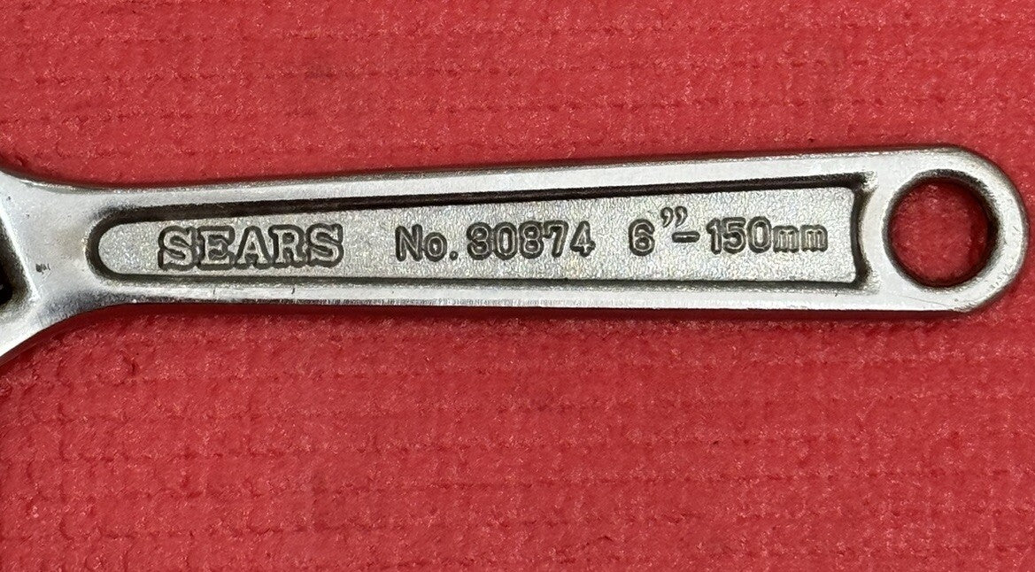 Vintage SEARS No. 30874 BF 6” Adjustable Wrench Forged Alloy 150mm Japan Nice