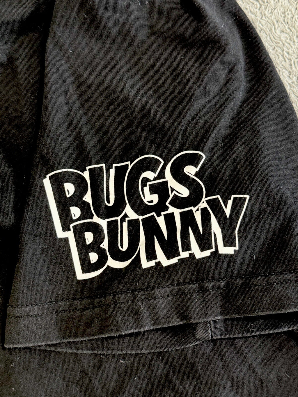 Looney Tunes Bugs Bunny t Shirt Tee Mens L Black Spliced Cartoon Graphic Tee