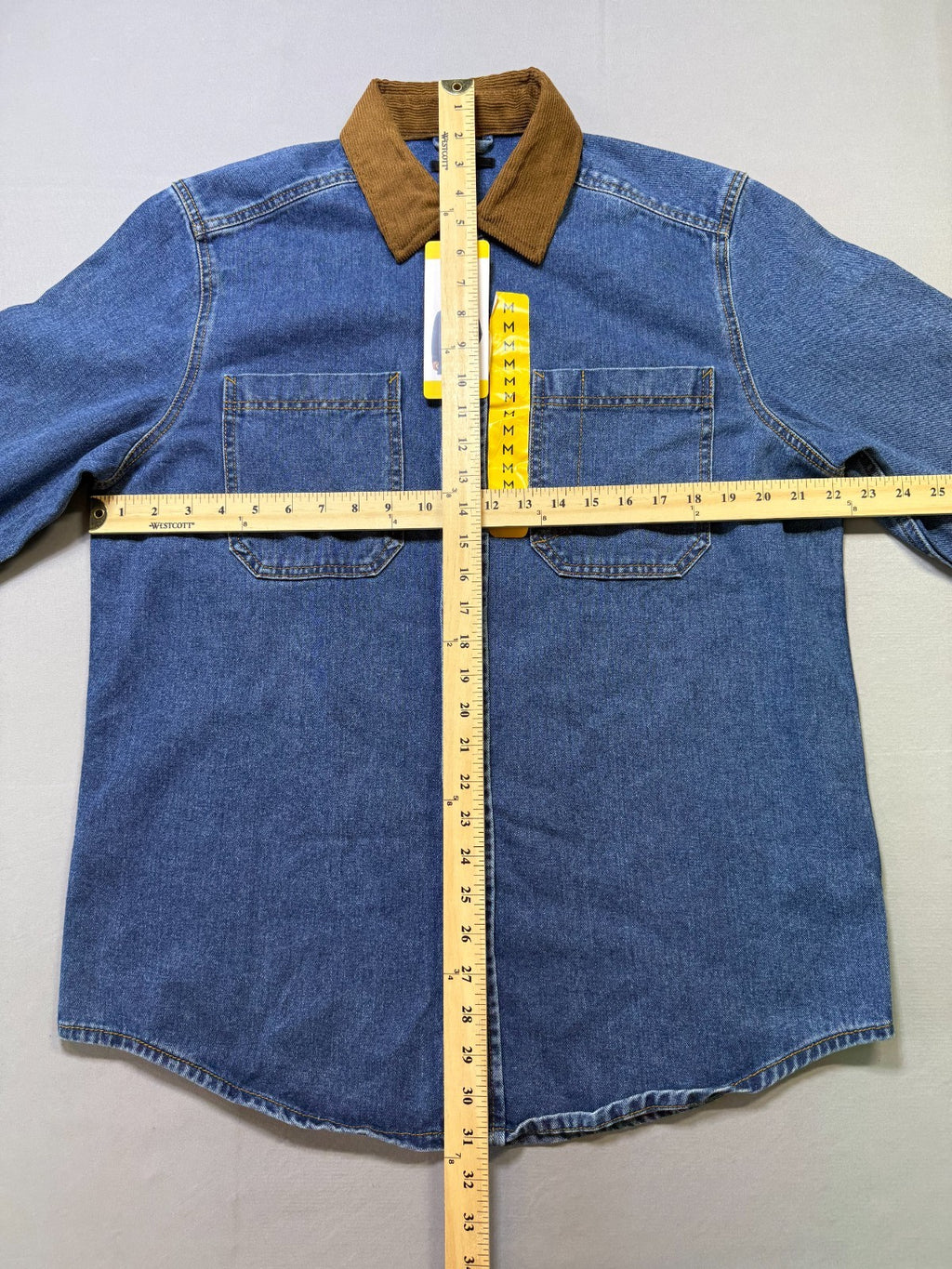 NWT Frye Denim Barn Shacket Men's Medium Blue Long Sleeve Button Flap Pockets