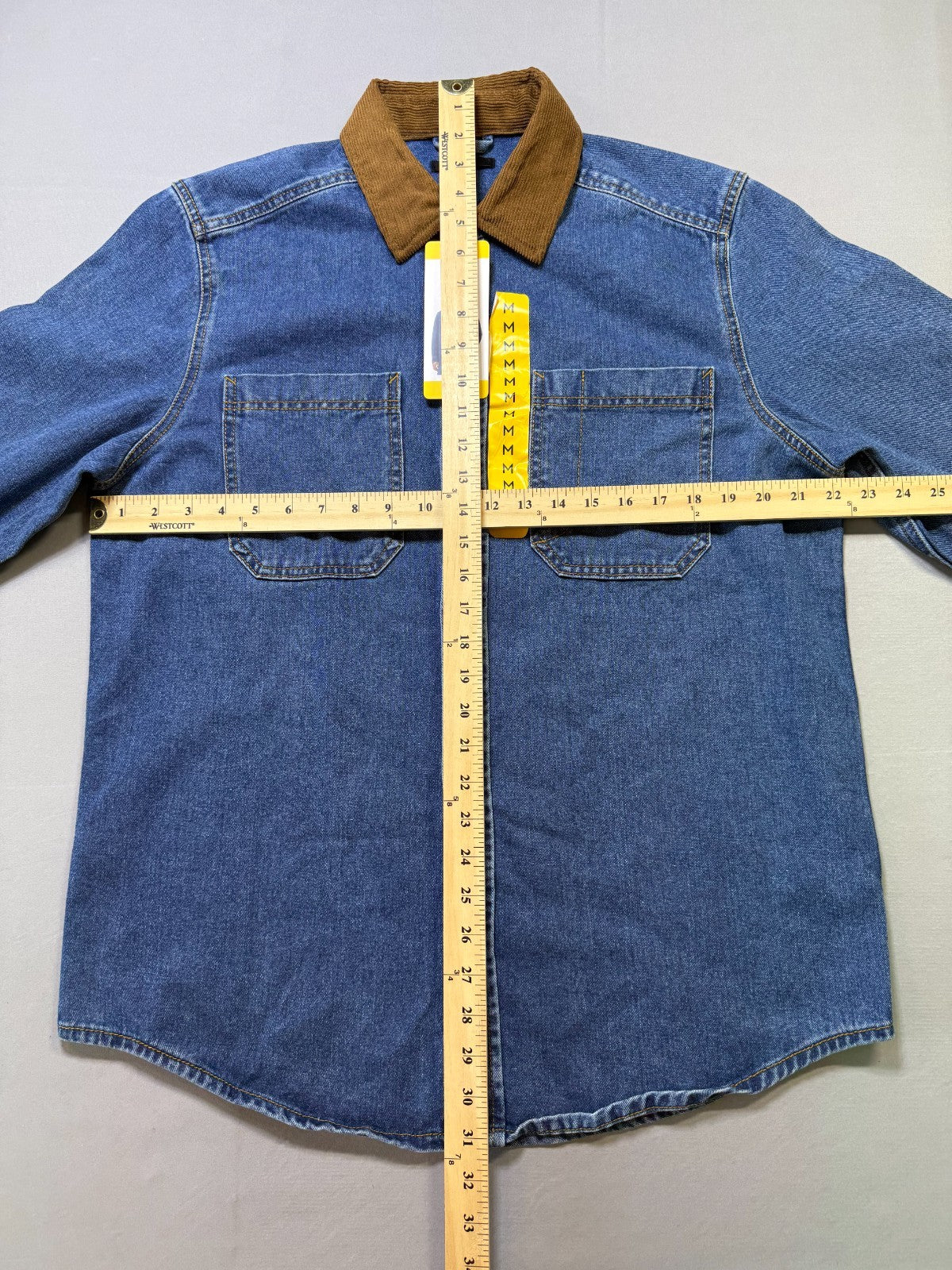 NWT Frye Denim Barn Shacket Men's Medium Blue Long Sleeve Button Flap Pockets