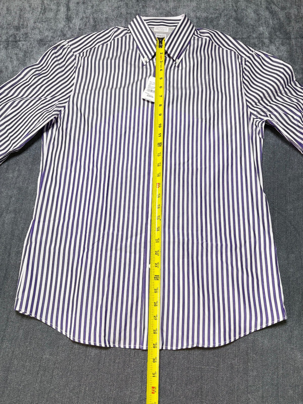 Brunello Cucinelli Button-Up Shirt Men's 2XL Blue/White Striped Slim Fit Collar