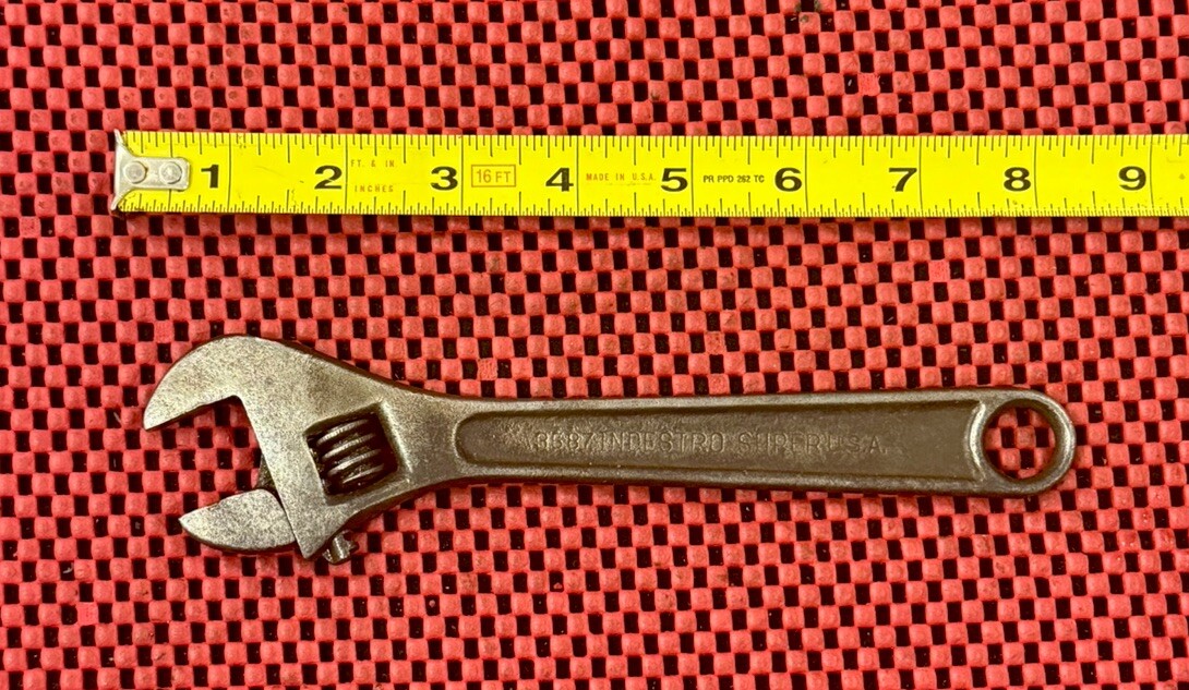 Vintage Indestro Super 3587  8” Adjustable Wrench Forged Alloy Steel USA Made N8