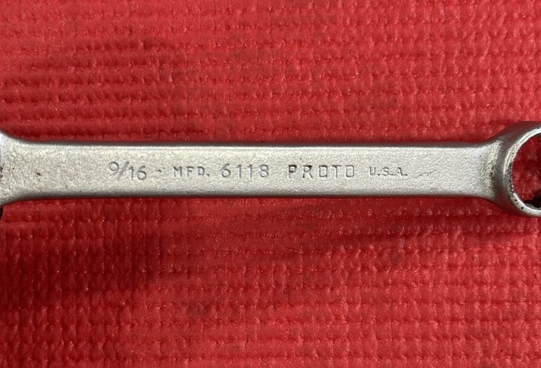 Vintage Proto Tools 6118, 9/16" 12 Point Combination Wrench Made In USA