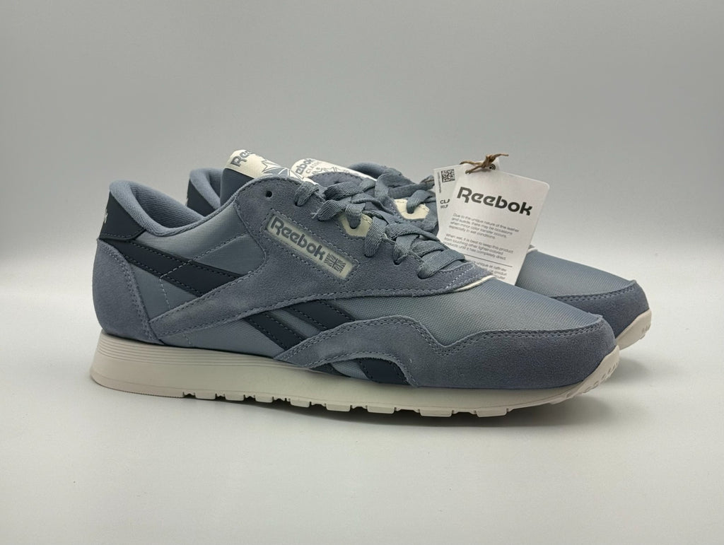 Reebok Classic Nylon Sneakers Mens 9.5 Blue Suede Lace Up Low Top Athletic Shoes