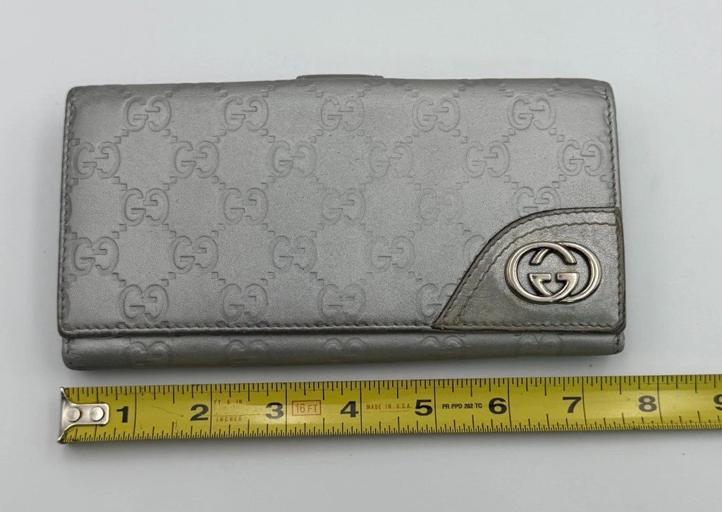 GUCCI Guccissima Leather Bifold Long Wallet Purse Women Taupe Fashion with Bag