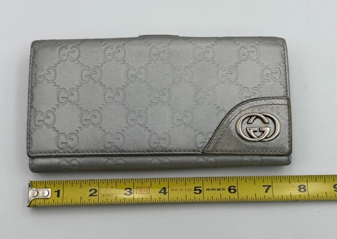 GUCCI Guccissima Leather Bifold Long Wallet Purse Women Taupe Fashion with Bag
