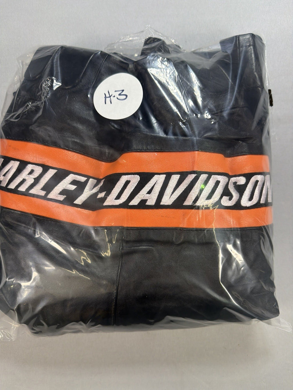 Real Leather Harley Davidson Embroidered Mens Large Motorcycle Biker Jacket