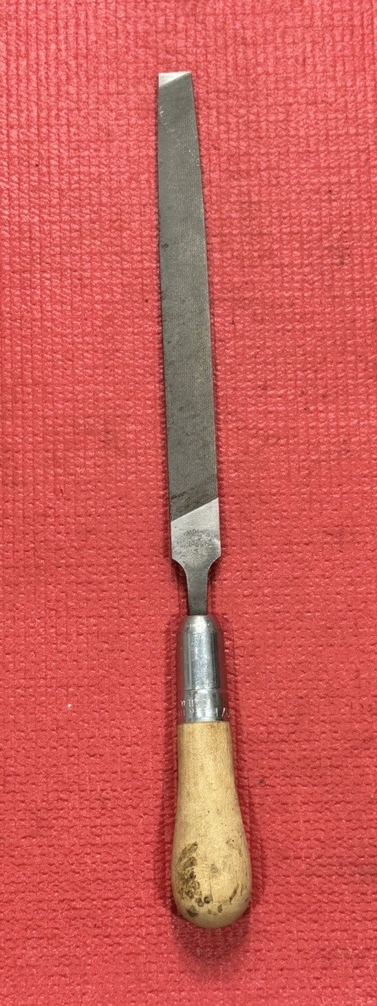 Vintage RARE Nicholson 13.5" Mill Smooth File Made in USA w/ Lutz #2 Wood Handle