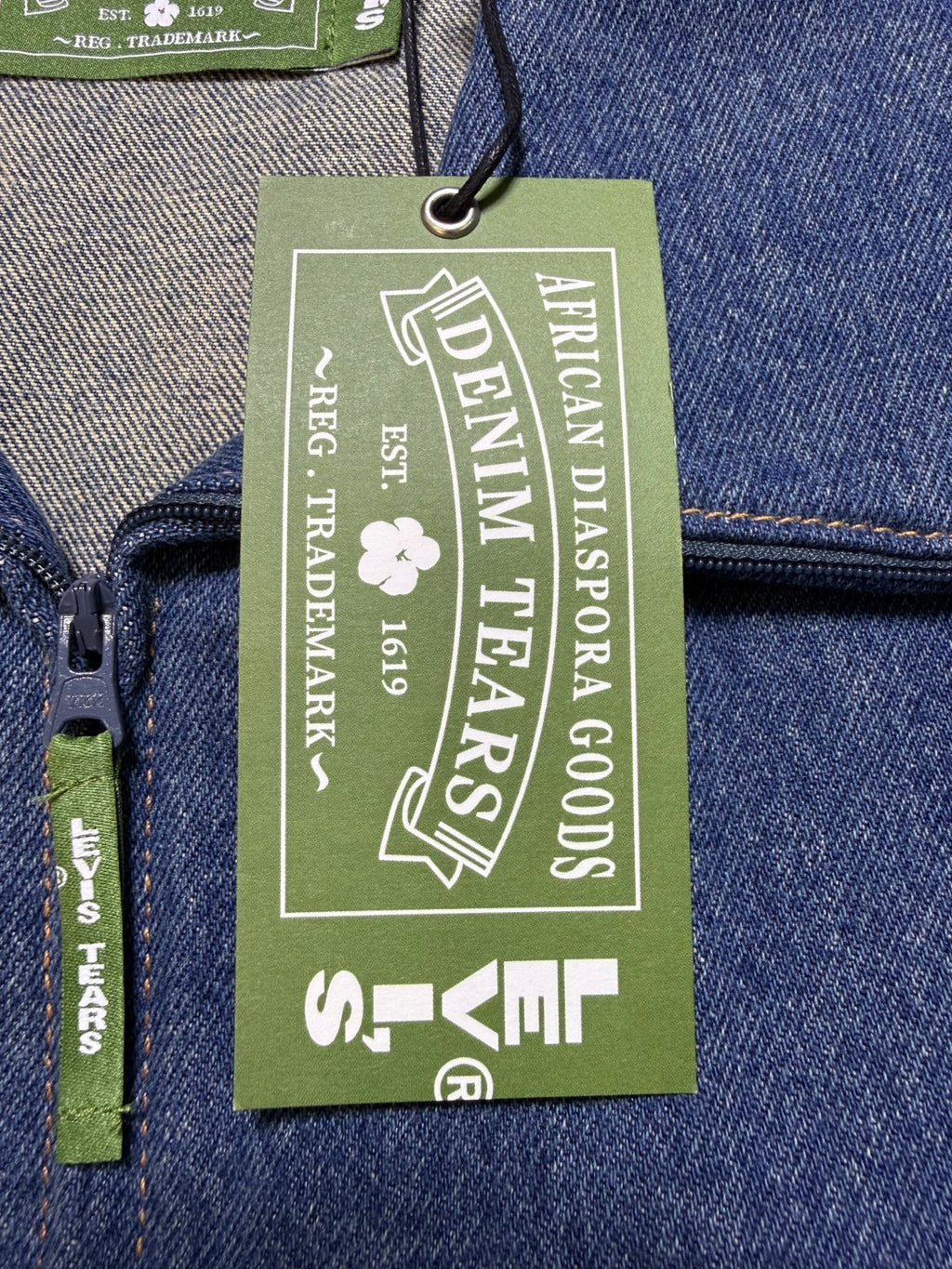 NWT Levi's X Tears Denim Track Jacket Men Medium Blue Full-Zip Collared Pockets