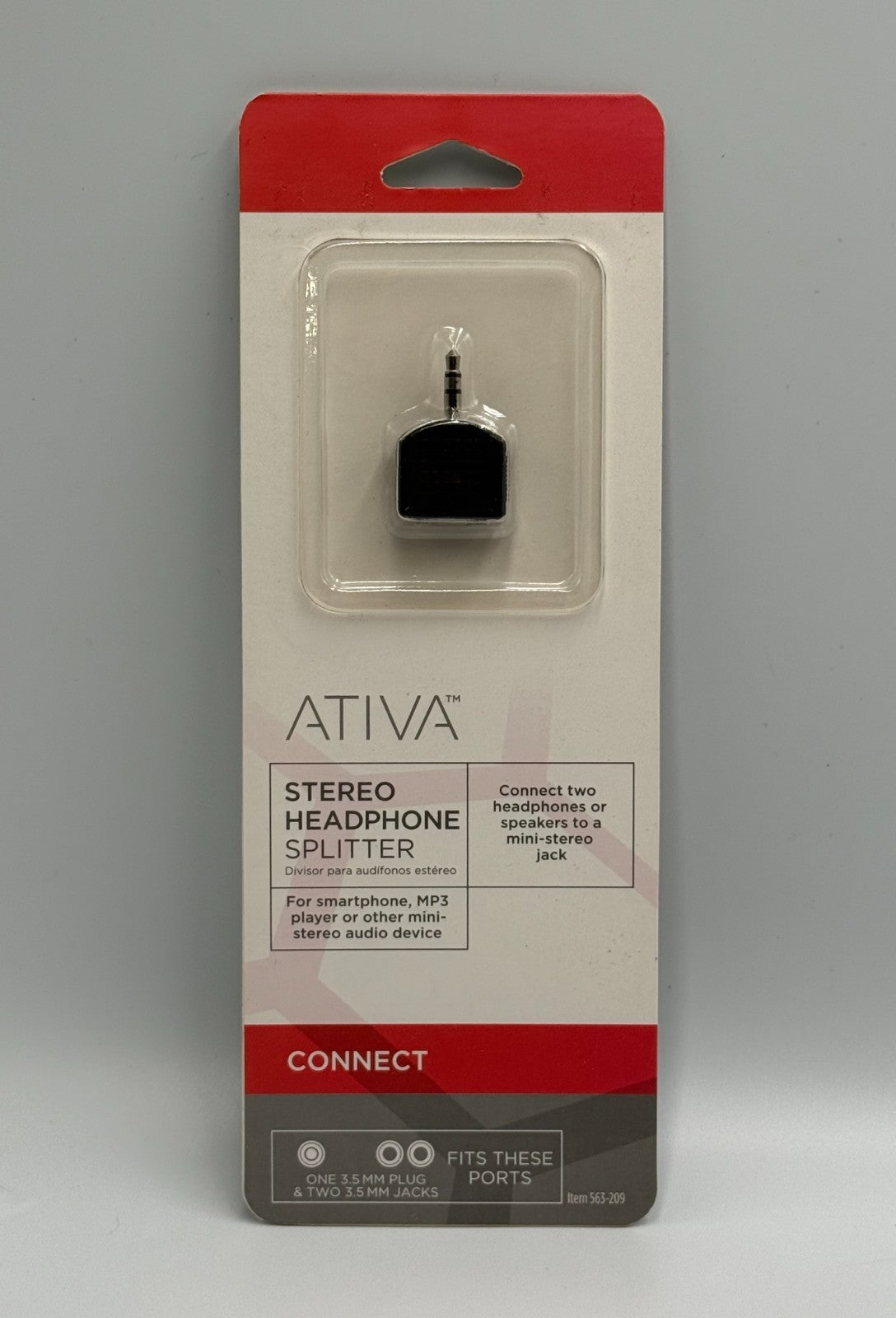 Ativa 563-209 1 Male to 2 Female Audio Adapter 3.5mm Stereo Headphone Splitter