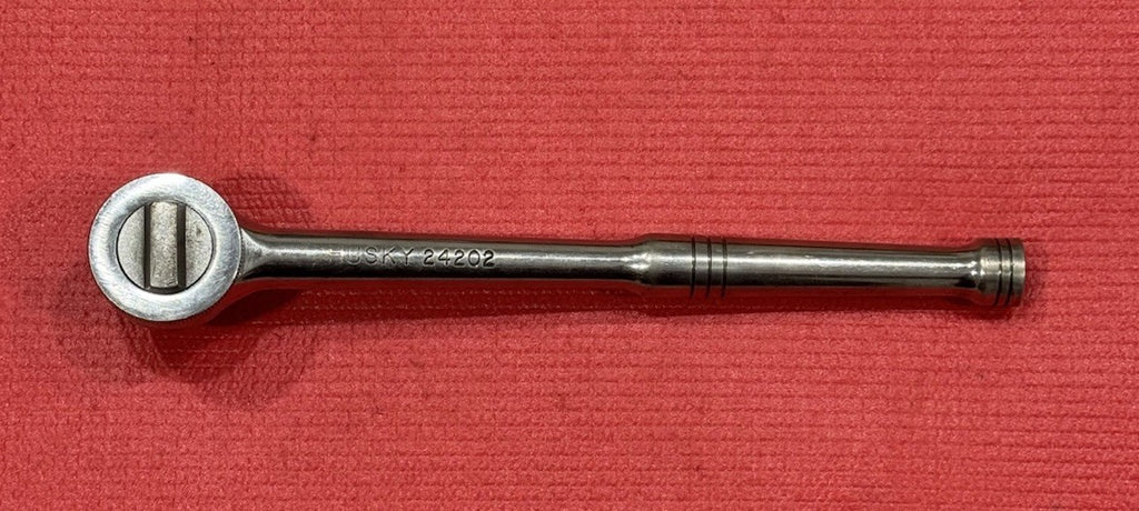 Vintage Husky 24202  1/2" Drive Quick Release Chrome Ratchet w/ Thumb Wheel