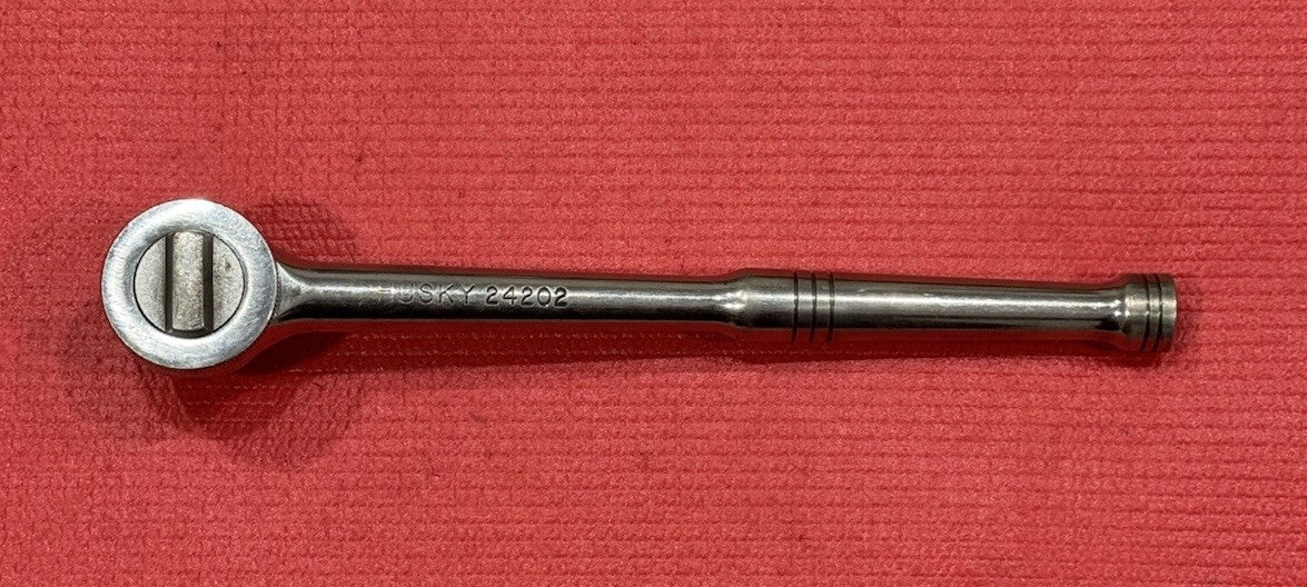 Vintage Husky 24202  1/2" Drive Quick Release Chrome Ratchet w/ Thumb Wheel