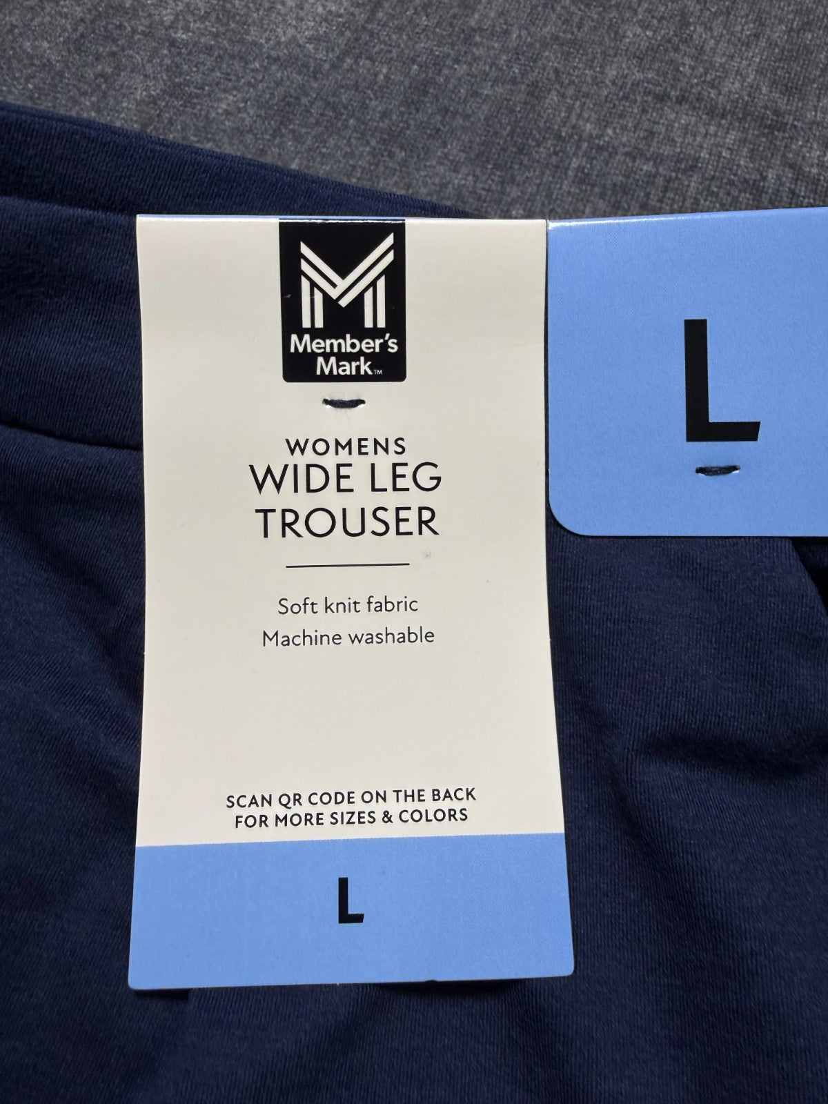 NWT Member's Mark Wide Leg Trousers Women's Large Navy Blue Pull-On Modern Comfy