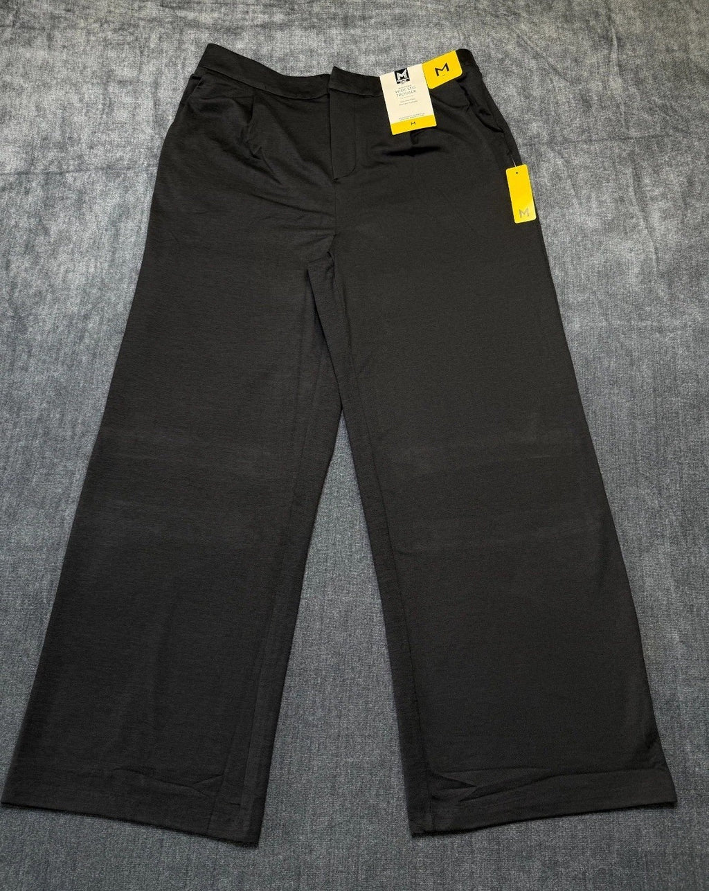 NWT Member's Mark Wide Leg Trouser Women Medium Black Slash Pockets Casual Wear
