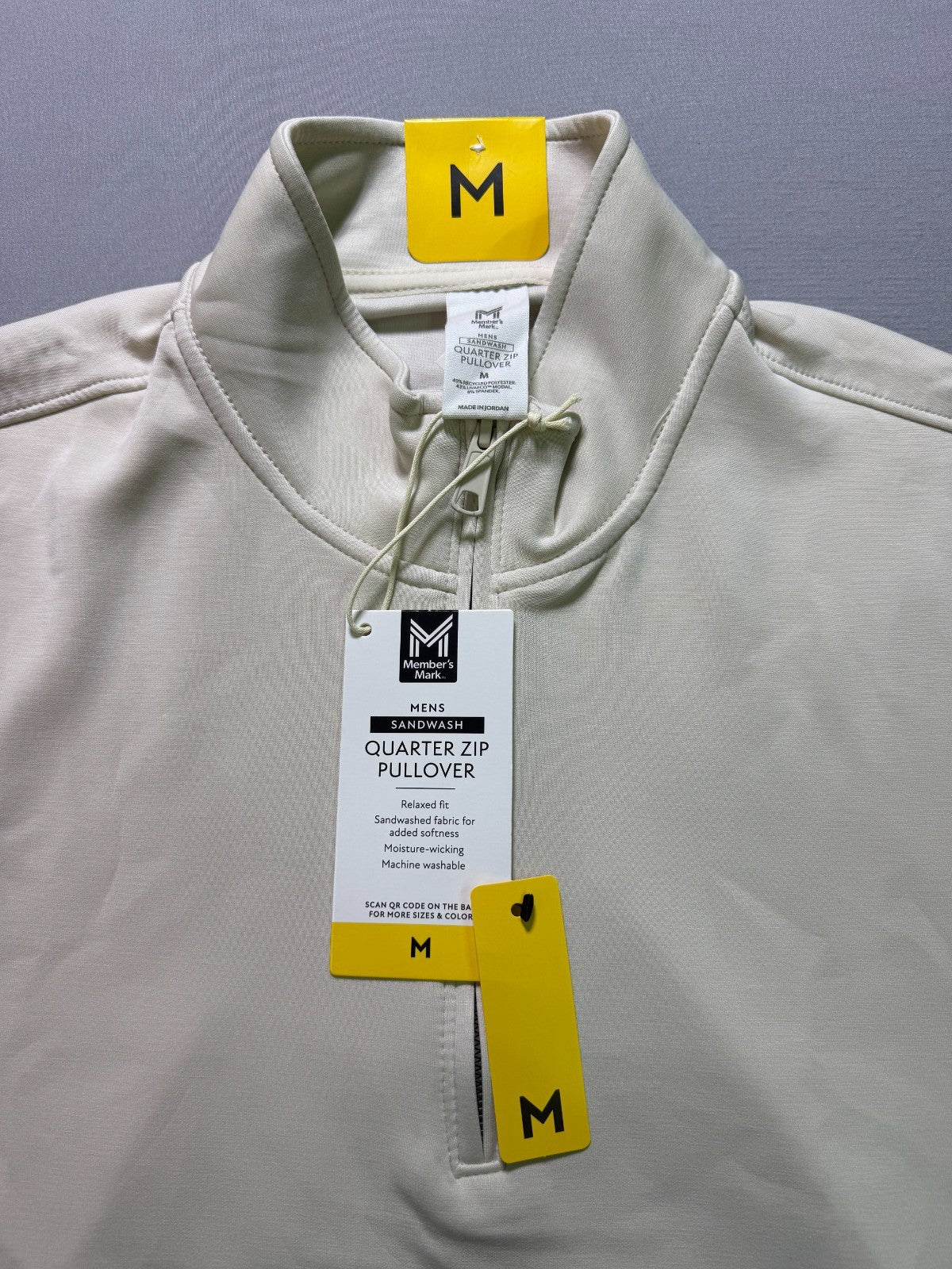 NWT Member's Mark Sandwash Quarter-Zip Pullover Sweater Men's Medium Beige Cozy