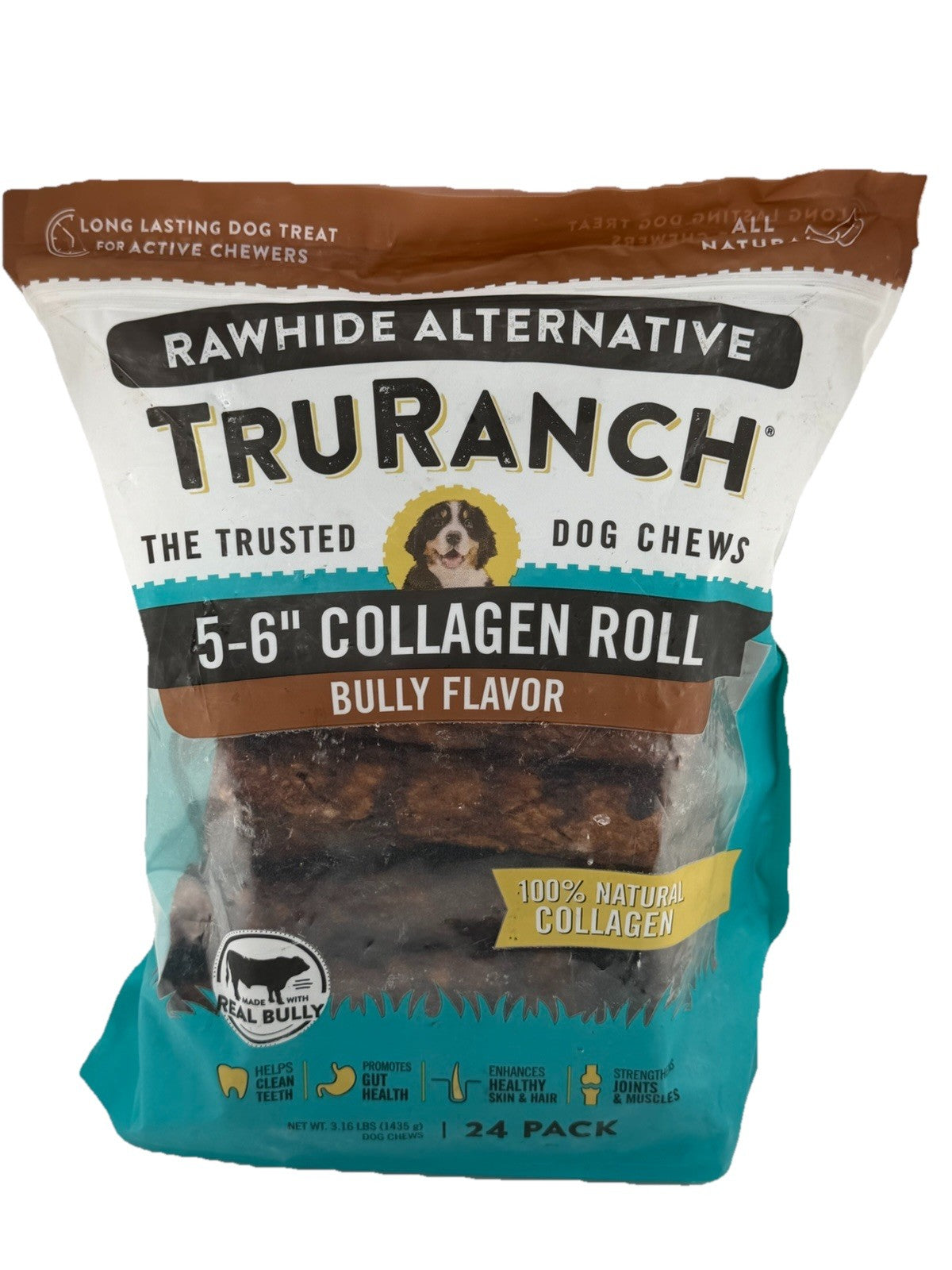 TruRanch Collagen Roll Dog Treat Chews, Bully Flavor - 24 Count