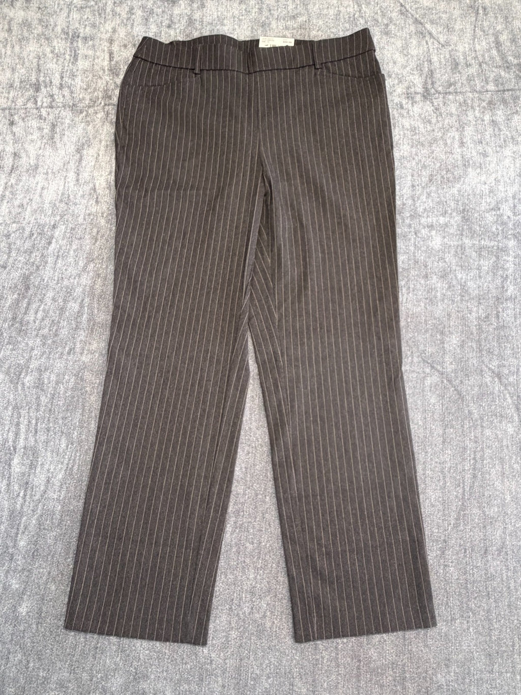 NWT Rafaella Pull-on Stretch Pants Women 14 Brown Graphite Stripe Classic Preppy