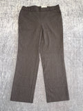 NWT Rafaella Pull-on Stretch Pants Women 14 Brown Graphite Stripe Classic Preppy