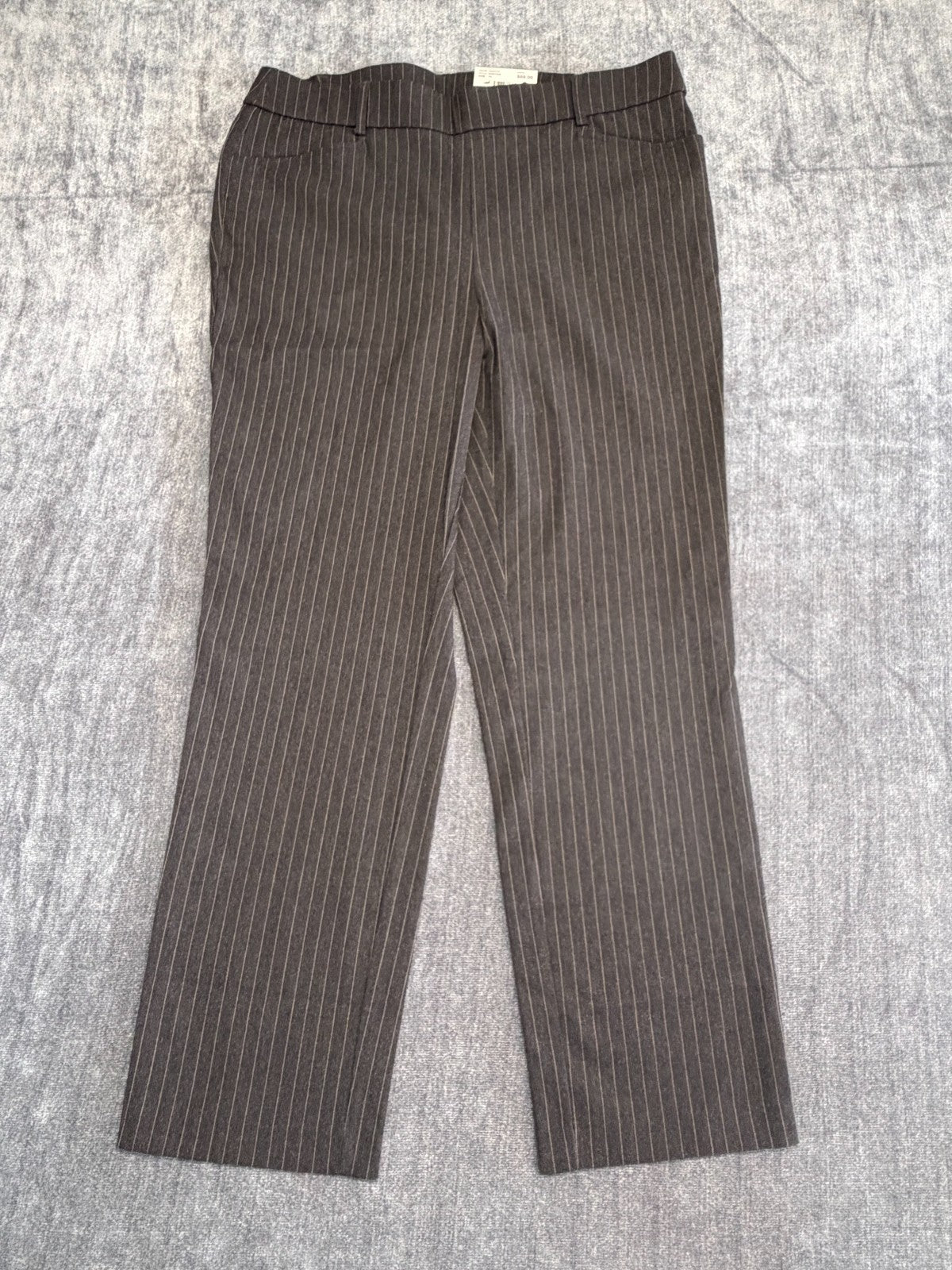NWT Rafaella Pull-on Stretch Pants Women 14 Brown Graphite Stripe Classic Preppy