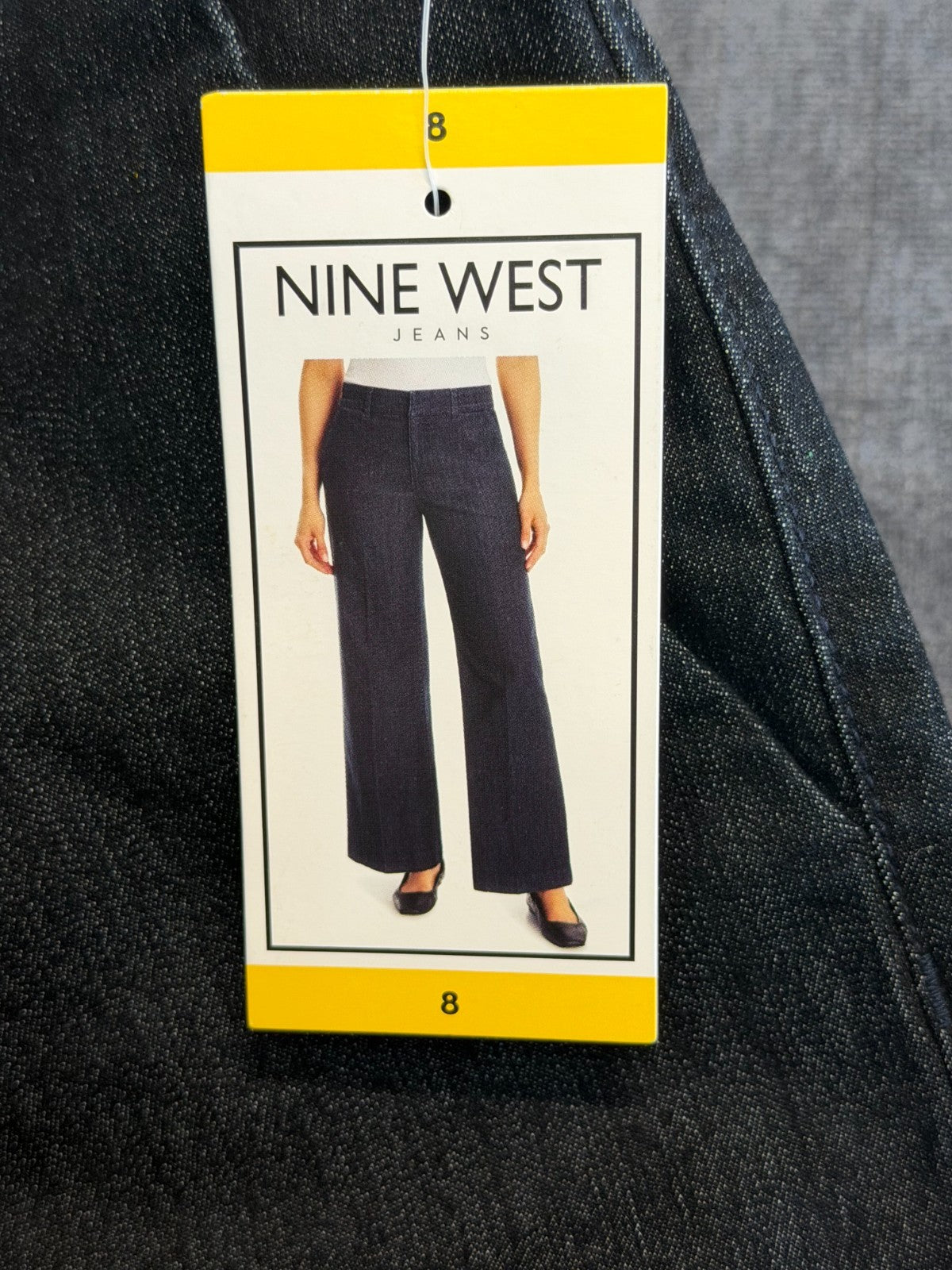 NWT Nine West Jeans Wide Leg Trousers Pants Women's 8 Dark Blue Slash Pockets