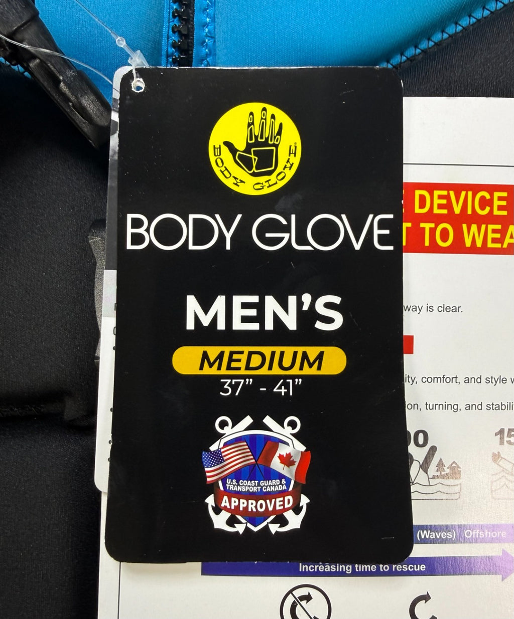 NWT Body Glove Segmented PFD Life Jacket Men's Medium Blue & Black Lightweight