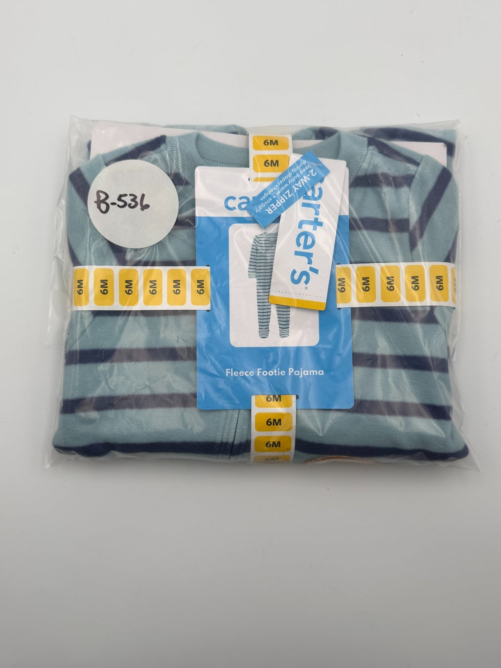 NWT Carter's Full Zip Fleece Footie Pajama Toddlers 6M Blue Striped Casual Wear