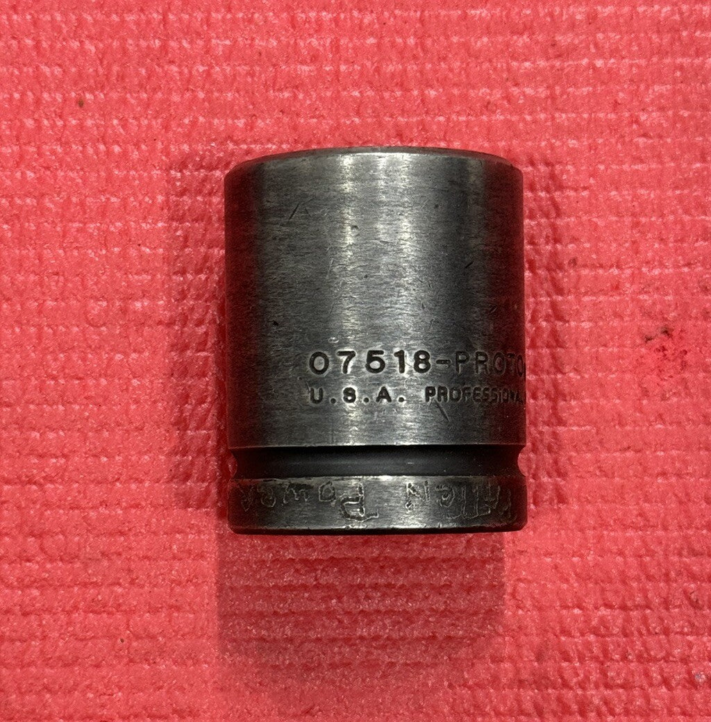 PROTO Professional Tools 07518, 3/4" Drive 1-1/8" Impact Socket 6PT Made in USA