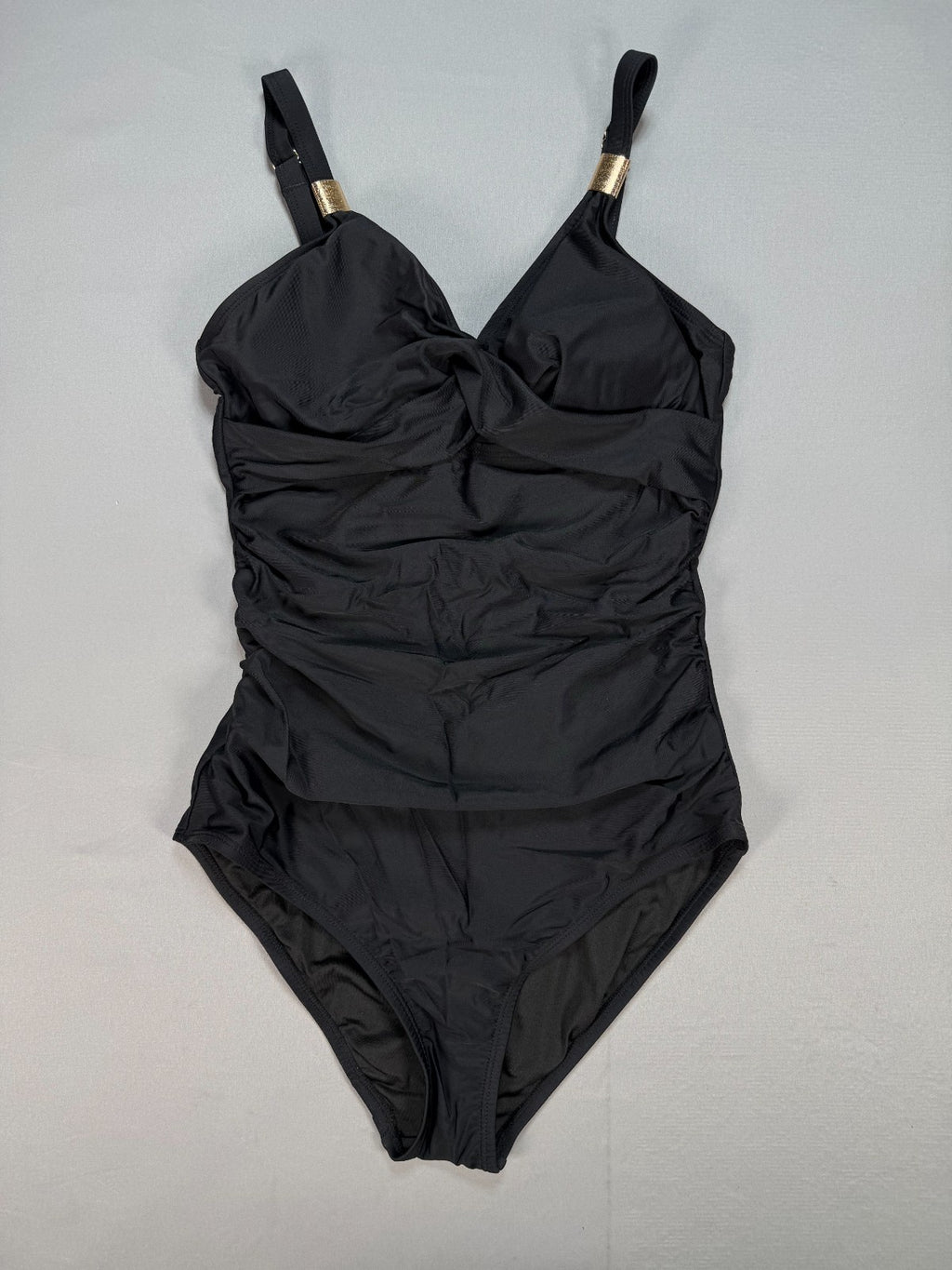 NWT Tempt Me One Piece Swimsuit Women’s Small Black Ruched Summer Tummy Control