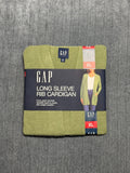 Gap Long Sleeve Rib Cardigan Sweaters Women's XL Green Patch Pockets Winter Cozy