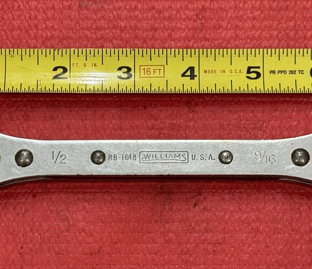 WILLIAMS Tools RB-1618 Ratcheting BOX WRENCH 1/2" X 9/16" Made in USA
