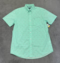 Izod Men's Short Sleeve Button Down Ice Green Breeze Woven Martini Size M NEW