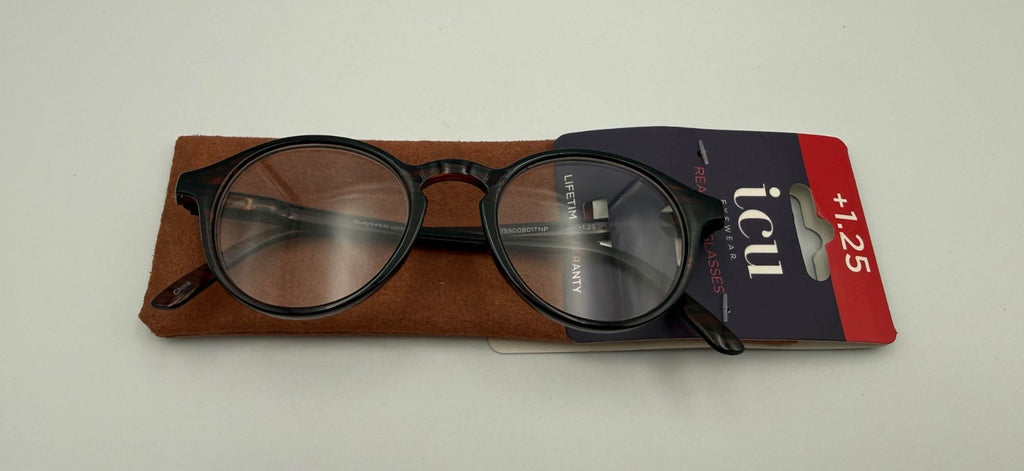 ICU Eyewear Women's Reading Glasses +1.25Magnification Brown Frame With Case