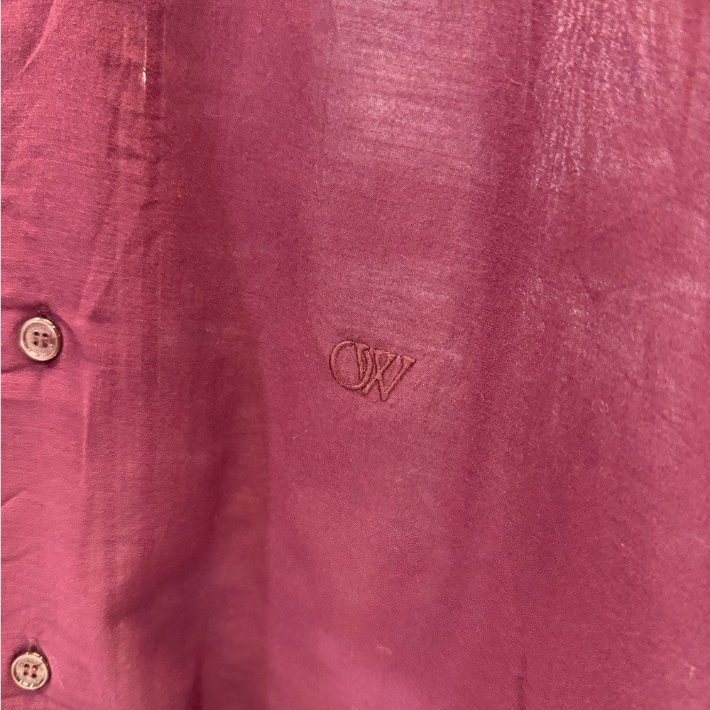 Off-White Deep Burgundy Button Silkjer shirt Size Large NWT