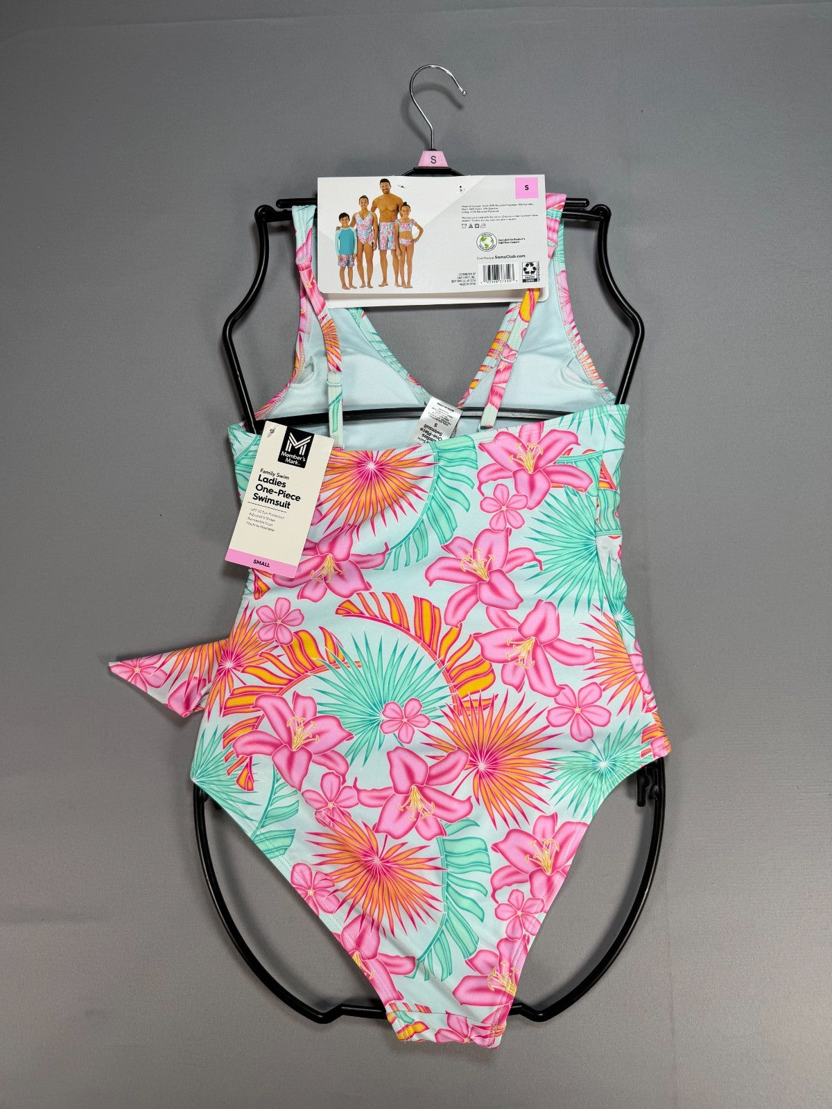 Member's Mark Adjustable Strap One-Piece Swimsuit Women Small Multicolor Floral