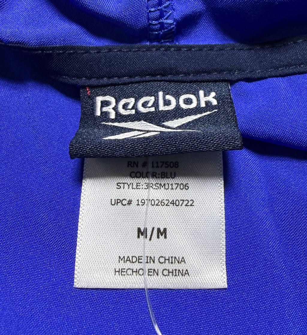 Reebok Full Zip Colorblock Adjustable Hood Training Woven Jacket Men Medium Blue