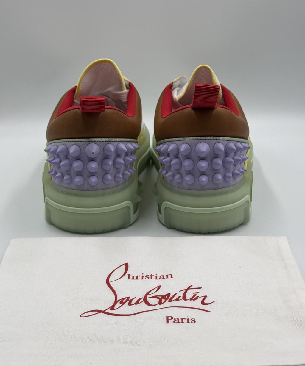 Christian Louboutin Calf Loubi Flat Sneakers Green/Lilac Size 43.5 EU; 10.5 US