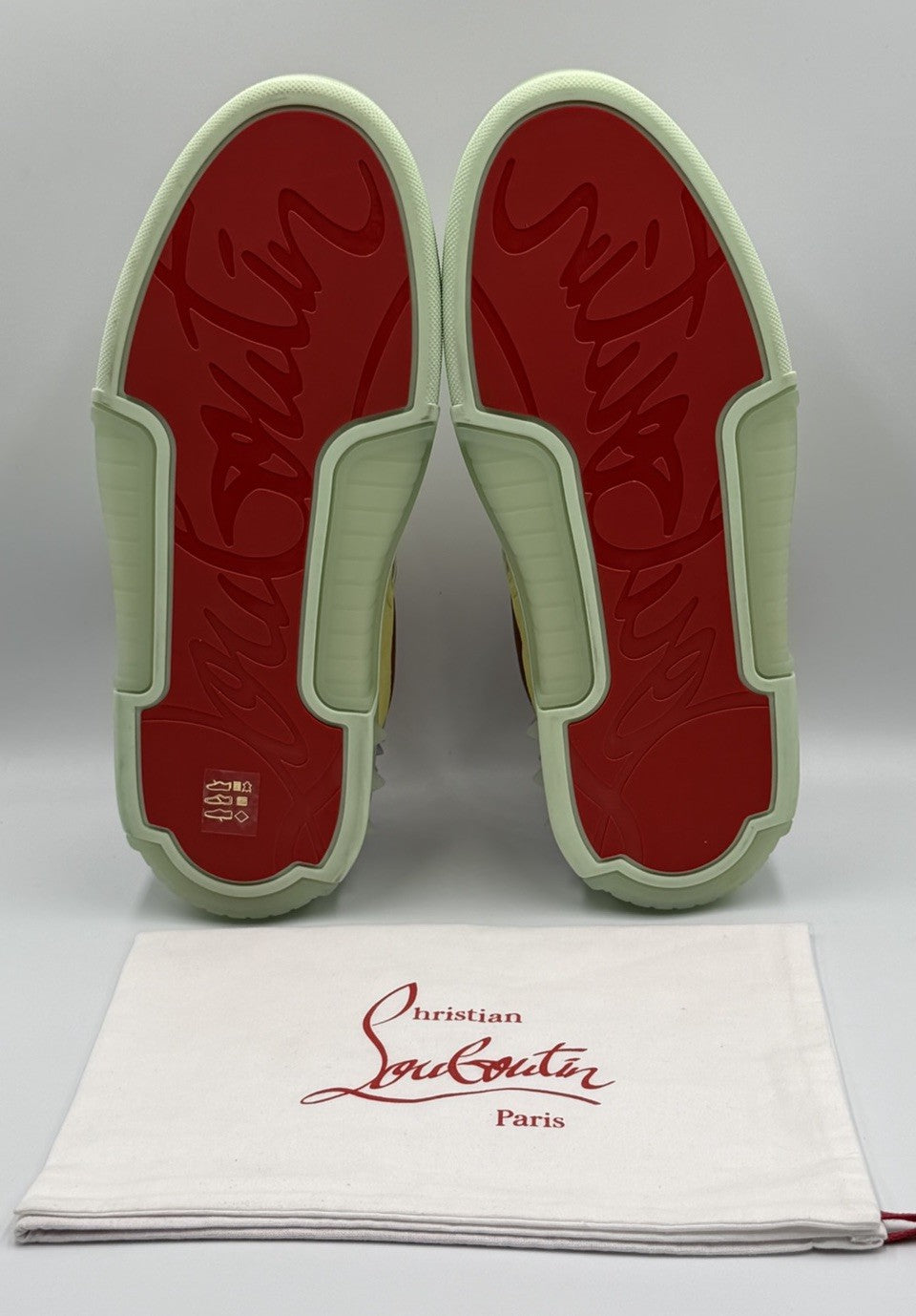 Christian Louboutin Calf Loubi Flat Sneakers Green/Lilac Size 43.5 EU; 10.5 US