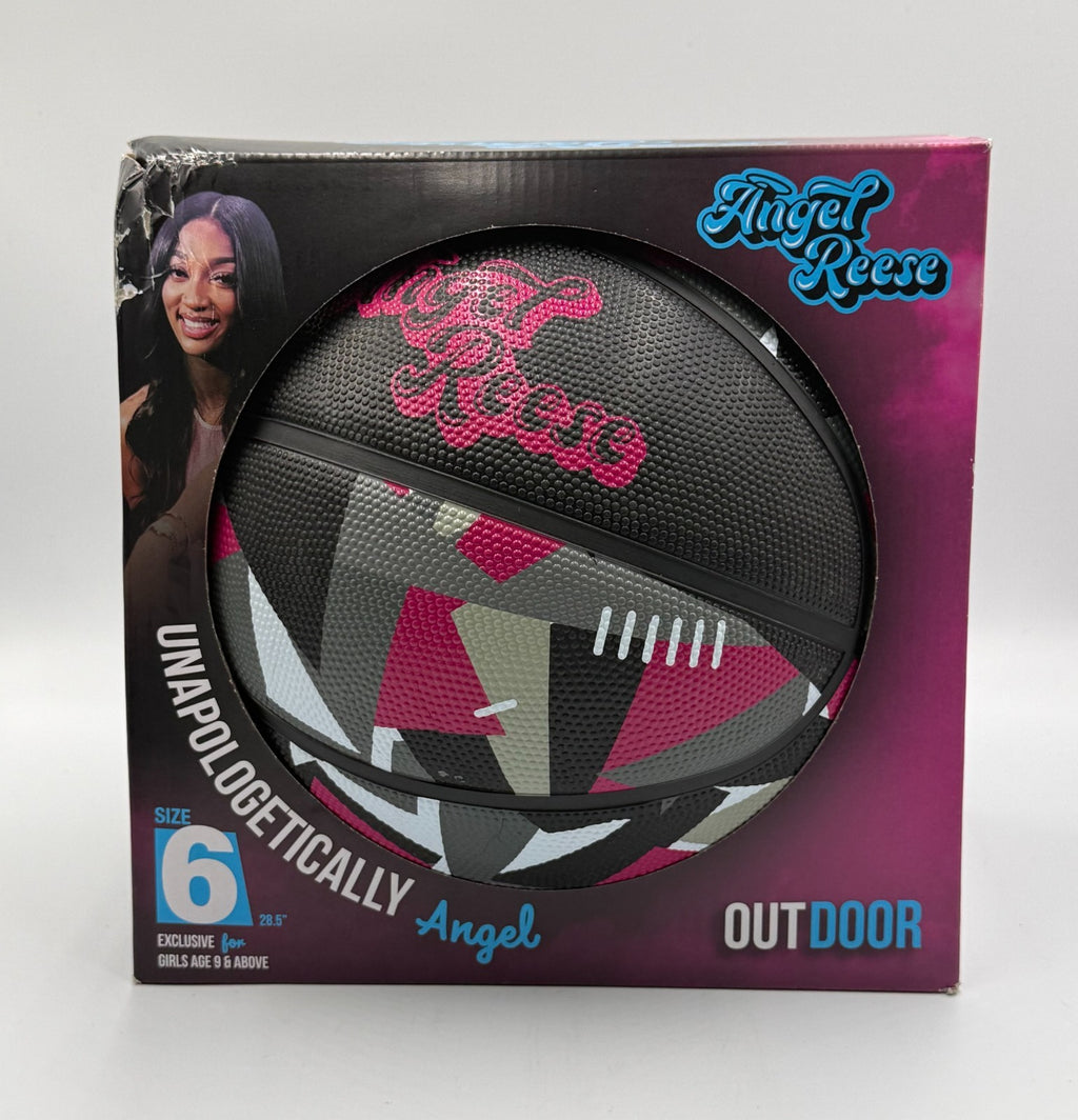 New Angel Reese Artistic Rubber Basketball 28.5" Pink Black Outdoor - Size 6