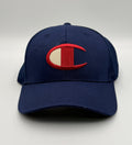 NWT Champion Logo Trucker Hat Men's Navy Blue Mesh Adjustable Snapback Cap