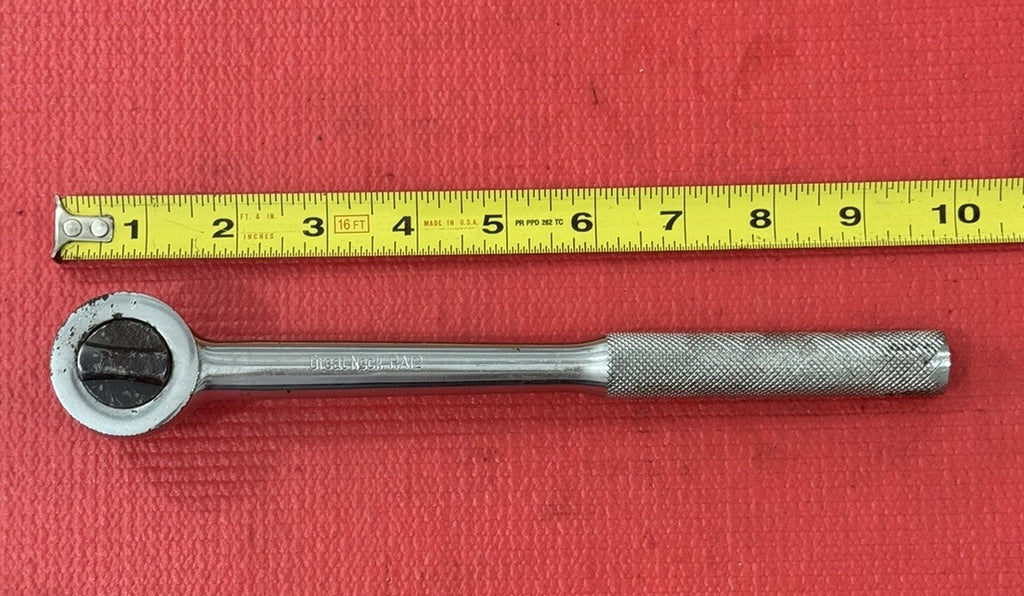 Vintage Great Neck RA12, 1/2" Drive Thumbwheel Ratchet 9.5" Long