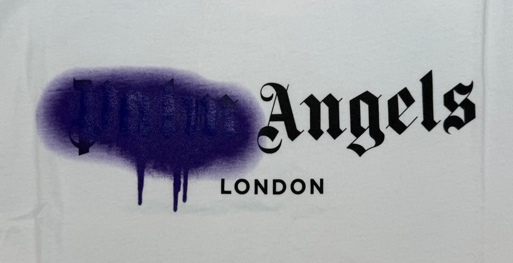 Palm Angels Sprayed London Logo Print T-Shirt Men's XS White Short Sleeve Casual