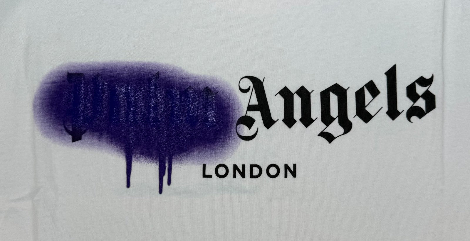 Palm Angels Sprayed London Logo Print T-Shirt Men's XS White Short Sleeve Casual