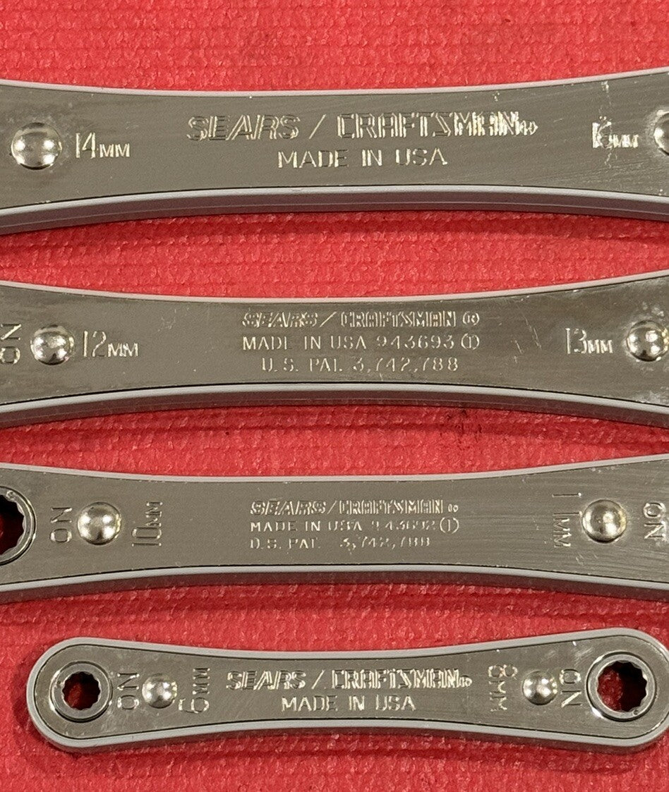 Vintage Sears Craftsman 43670 NEW 4PC Ratcheting Box Wrench Set Metric USA