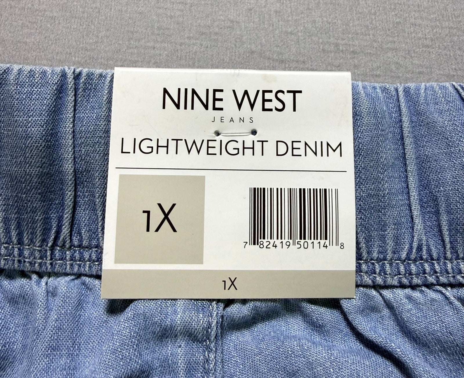 NWT Nine West Lightweight Denim Wide Leg Jeans Women 1X Blue Light Wash Pull-On