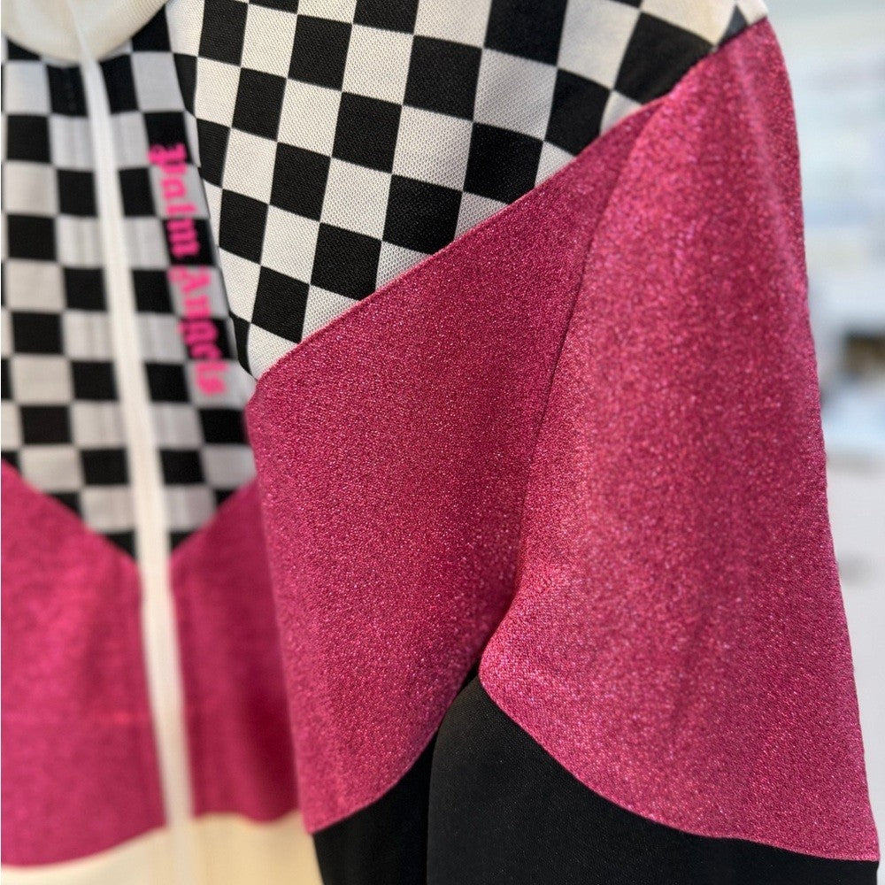 Palm Angels Cream and Pink Checkered Jacket Size Large