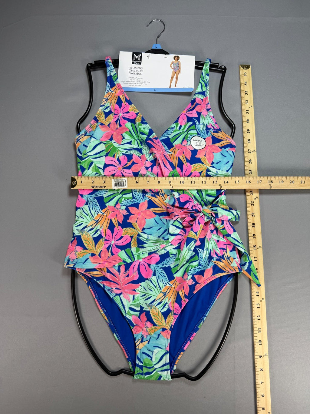 Member's Mark One-Piece Swimsuit Women Large Multicolor Floral Adjustable Strap