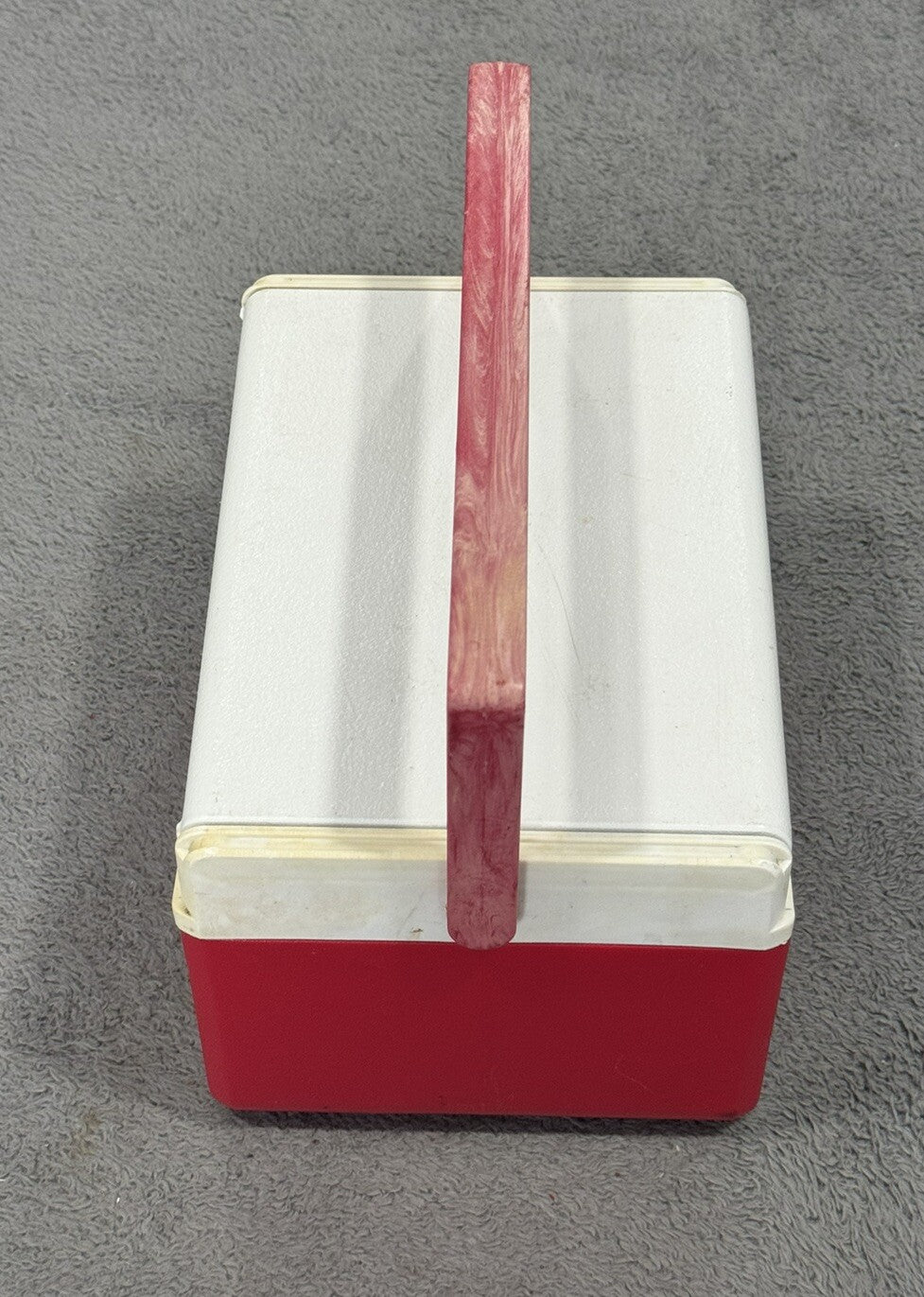 Vintage Coleman Red Flip Top Lid Personal Mini Cooler 5205, 6 Pack Lunchbox