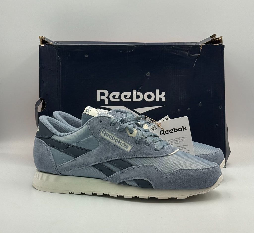 Reebok Classic Nylon Sneakers Mens 9.5 Blue Suede Lace Up Low Top Athletic Shoes