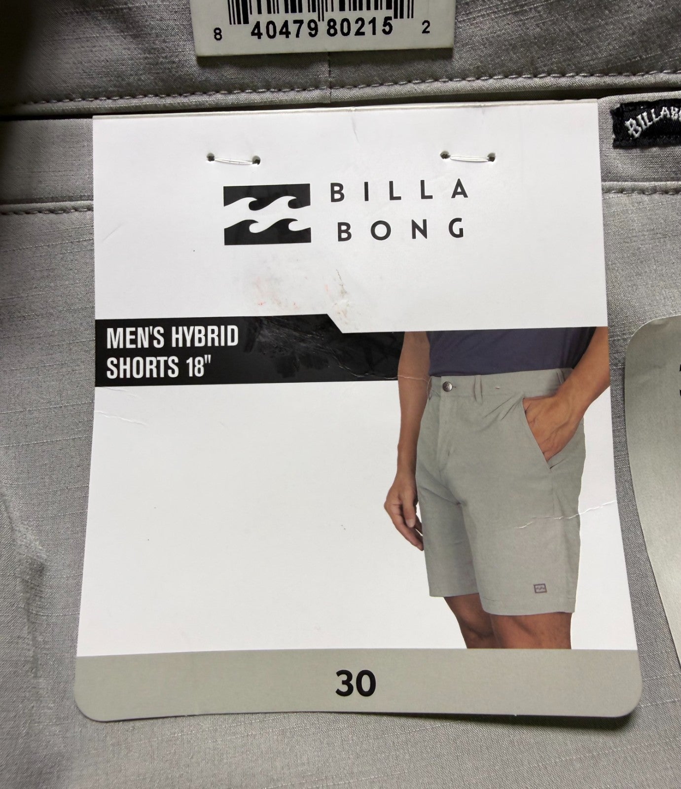 NWT Billabong Hybrid Golf Short Men's Size 30 Light Grey Stretch Performance 18"