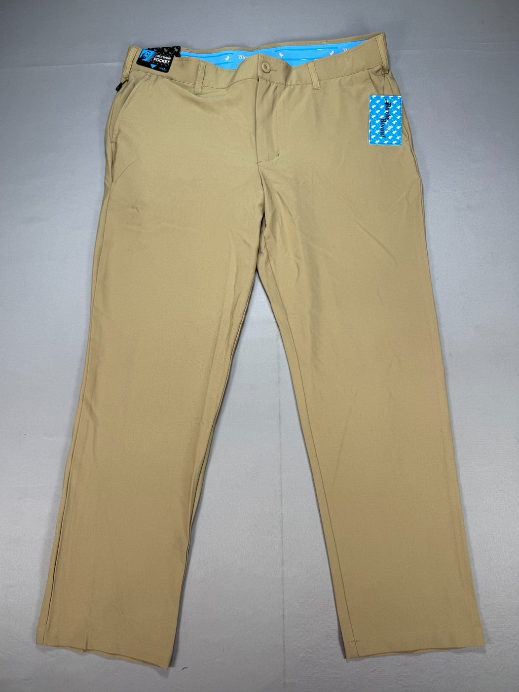 Birdie Bound Regular Fit Golf Pants Men's 38x30 Beige Performance Straight Leg